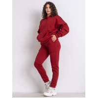 4876-52 бордовий жіночий спортивний костюм (турецька тринитка, фліс, 4 од. розміри норма: S. M. L. XL)