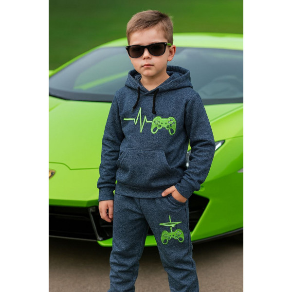7005-5 синий подростковый спортивный костюм из турецкой двунитки (YOLA, на 8-12 лет, 5 ед. размеры подросток: 128. 134. 140. 146. 152)