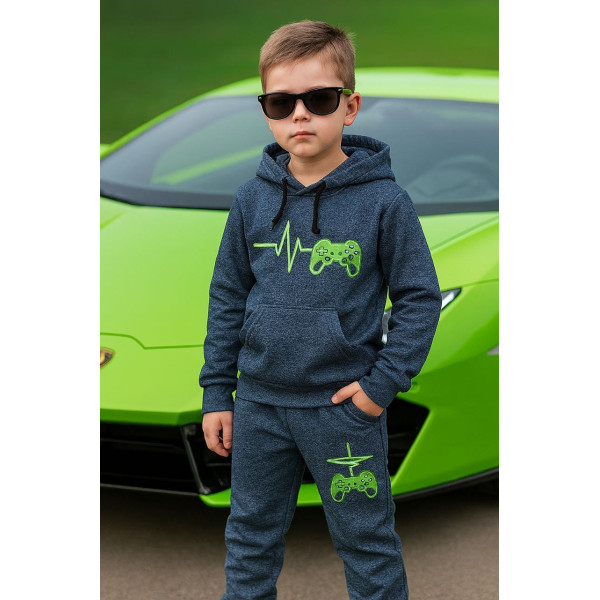 7005-5 синий подростковый спортивный костюм из турецкой двунитки (YOLA, на 8-12 лет, 5 ед. размеры подросток: 128. 134. 140. 146. 152)