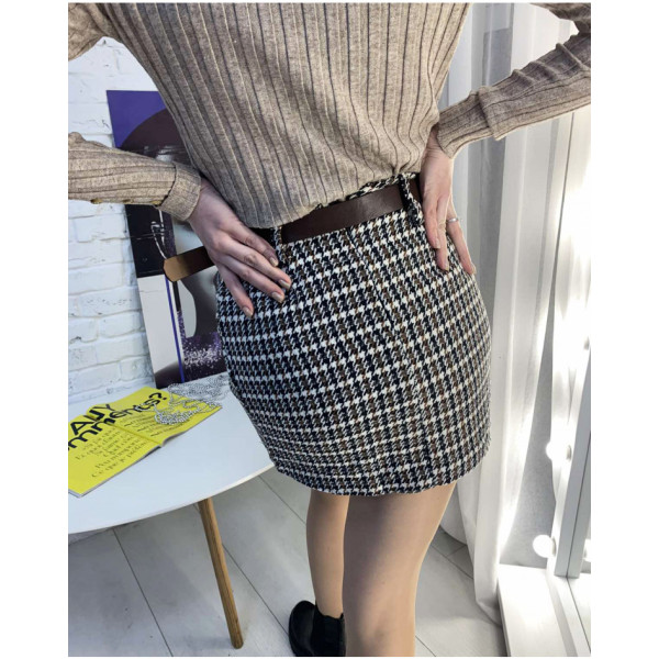 0943-2 ЧОРНА З КОРИЧНЕВИМ спідниця фетрова жіноча (3 од. розміри: S.M.L)