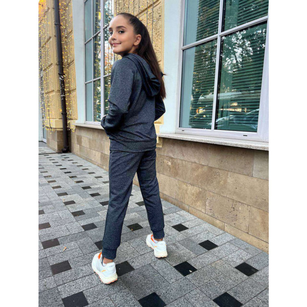 11800-2 серый подростковый спортивный костюм (SARA, на 8-14 лет, двунитка на флисе, 4 ед. размеры подросток: 8. 10. 12. 14)
