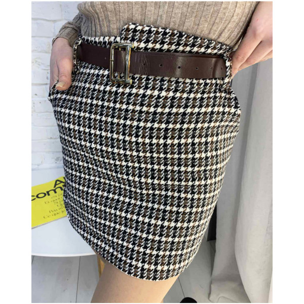 0943-2 ЧОРНА З КОРИЧНЕВИМ спідниця фетрова жіноча (3 од. розміри: S.M.L)