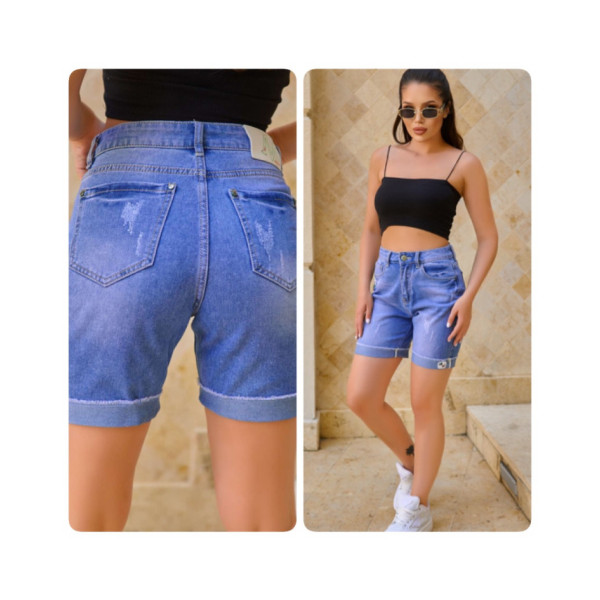 1583 блакитні жіночі джинсові шорти (LADY N, стрейчові, 6 од. розміри норма: 25. 26. 27. 28. 29. 30)