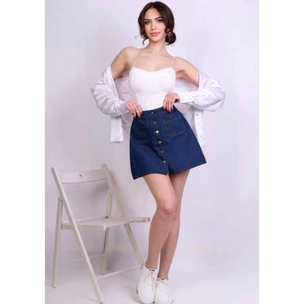 0652-3 синя жіноча джинсова спідниця (котонова, 3 од. розміри норма: M. L. XL)