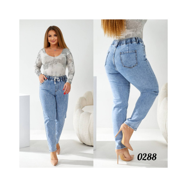 0288# блакитні жіночі стрейчові джинси (6 од., розміри батал: 31-38) видача наступного дня