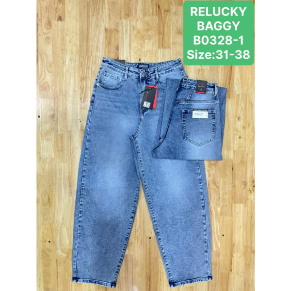 0328-1# блакитні жіночі джинси баггі (6 од., розміри батал: 31-38) видача наступного дня