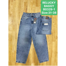 0329-1# блакитні жіночі джинси баггі (6 од., розміри батал: 31-38) видача наступного дня