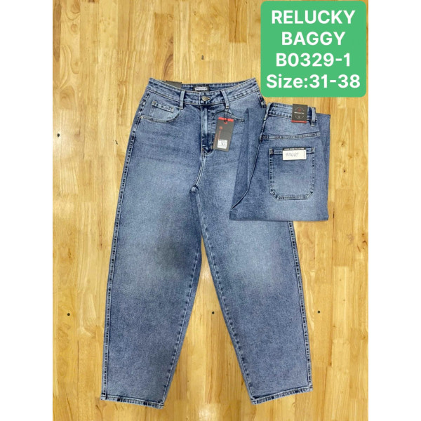 0329-1# блакитні жіночі джинси баггі (6 од., розміри батал: 31-38) видача наступного дня