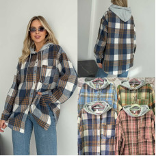 0432-99* мікс квітів жіноча фланелева сорочка (5 од., розміри норма: 40-48 оверсайз) видача наступного дня