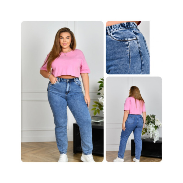 0705-2 # сині жіночі джинси мом (LADY N, стрейчові, 6 од. розміри батал: 31-38) видача наступного дня