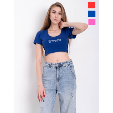 2862-99 мікс забарвлень жіночий топ (добре тягнеться, 15 од. розміри на бирках: L. XL. XXL, відповідають нормі: S. M. L)