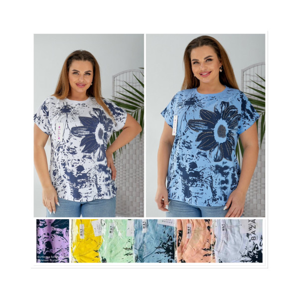 2000# мікс кольорів жіноча футболка (10 од., розміри батал: 50-54 універсальний) видача наступного дня