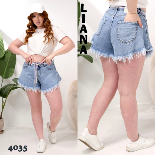 4035# голубые женские шорти, стрейч-коттон (6 ед, размеры полубатал: 28-33) выдача на следующий день