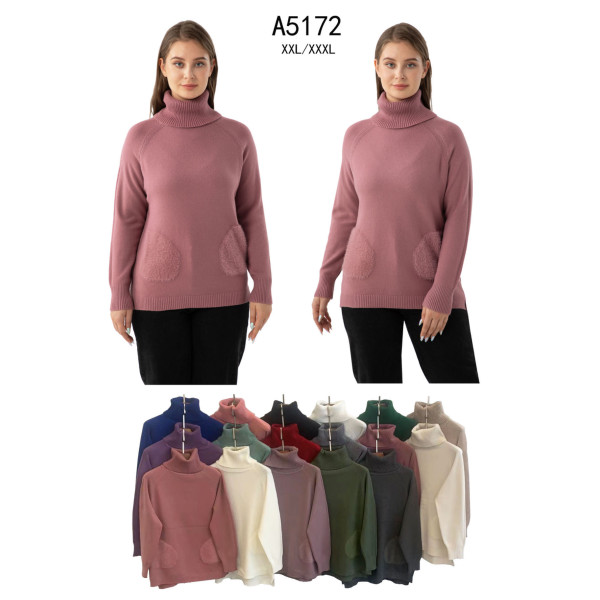 5172 микс цветов женский свитер (Kiss me, 5 ед, размеры батал: 2XL-3XL)