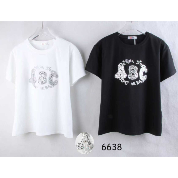 6638# Жіноча футболка mix of colors (10 одиниць, стандартні розміри: 44/46/48) доставка на наступний день