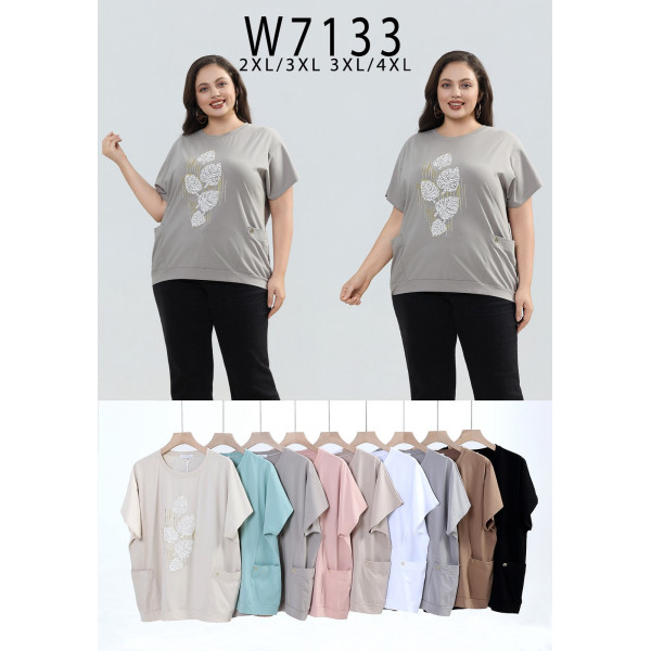 7133# микс цветов женская футболка Kiss Me (10 ед, размеры батал: 2XL-4XL) выдача на следующий день