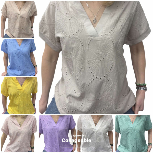 26004# вибір кольору жіноча футболка (прошва+коттон, 4 од., розміри напівбатал: 48-54) видача наступного дня