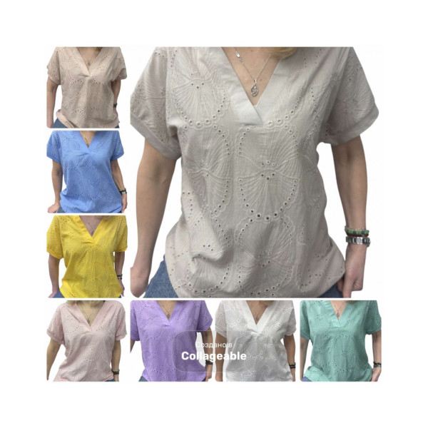 26004# вибір кольору жіноча футболка (прошва+коттон, 4 од., розміри напівбатал: 48-54) видача наступного дня