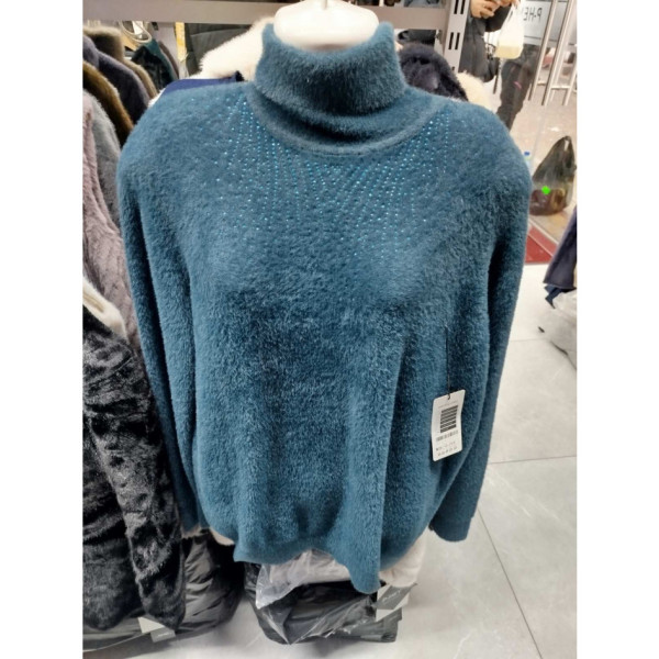 0298# мікс кольорів жіночий светр, альпаки з камінням (10 од., розміри батал: 54-58) видача наступного дня