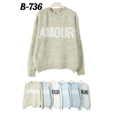 0736* мікс кольорів жіночий светр (Kiss me, 10 од., розміри напівбатал: XL-3XL) видача наступного дня