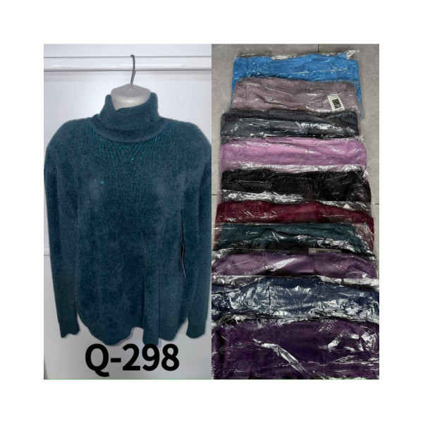 0298# мікс кольорів жіночий светр, альпаки з камінням (10 од., розміри батал: 54-58) видача наступного дня