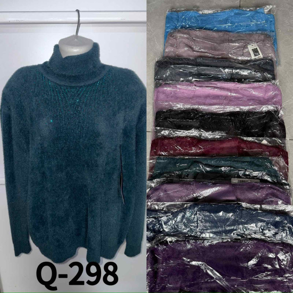 0298# мікс кольорів жіночий светр, альпаки з камінням (10 од., розміри батал: 54-58) видача наступного дня