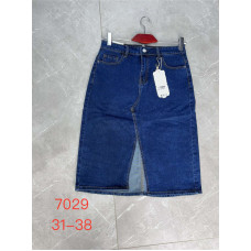 7029 # синя джинсова жіноча спідниця (стрейч-коттон, 6 од., розміри батал: 31-38) видача наступного дня