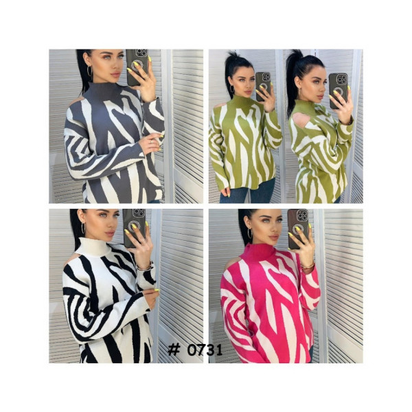 0731* мікс кольорів жіночий светр (6 од., розміри норма-напівбатал: M-XL) видача наступного дня