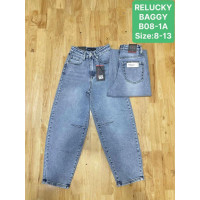 0008-1# сині дитячі джинси relucky (стрейч-коттон, 6 од., розміри дитячі: 8-13) видача наступного дня Джинси