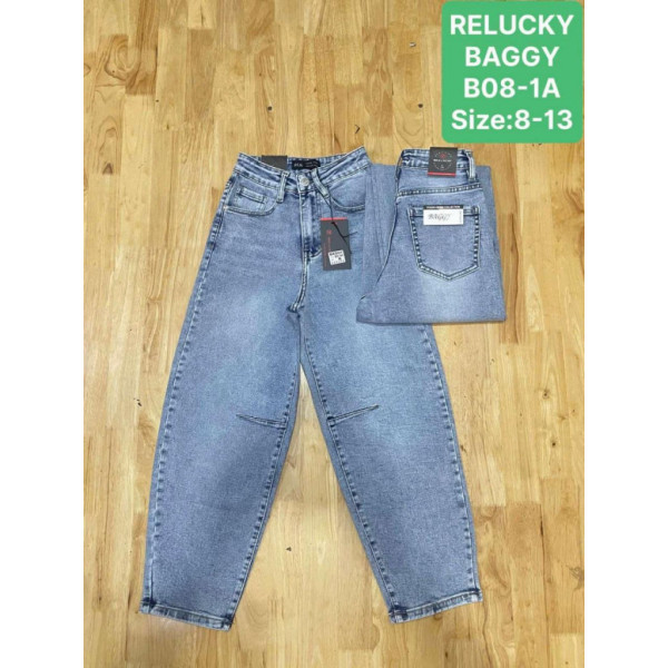 0008-1# сині дитячі джинси relucky (стрейч-коттон, 6 од., розміри дитячі: 8-13) видача наступного дня Джинси