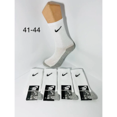 47209 белые с серой подошвой мужские спортивные носки (высокие, хлопок, 12 ед. универсальный размер: 41-45) Носки