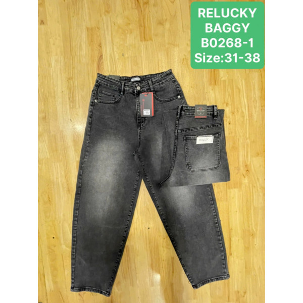 0268-17 / серые женские джинсы багги (RELUCKY, стрейчевые, 7 ед. размеры батал: 31. 31. 32, 32, 32, 32, 32) Relucky