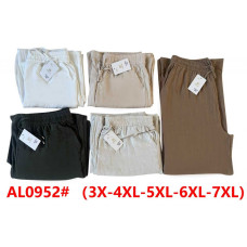 0952# выбор цвета женские брюки (лен, 5 ед, размеры батал: 3XL-7XL) выдача на следующий день Брюки