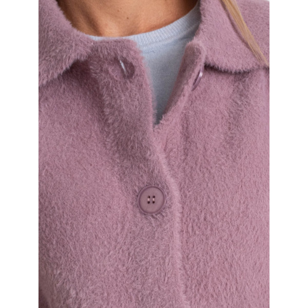 0562-23 сиреневый женский кардиган (шерсть альпаки, на пуговицах, 1 ед. универсальный полубатальный размер: 46-52) Кардиган