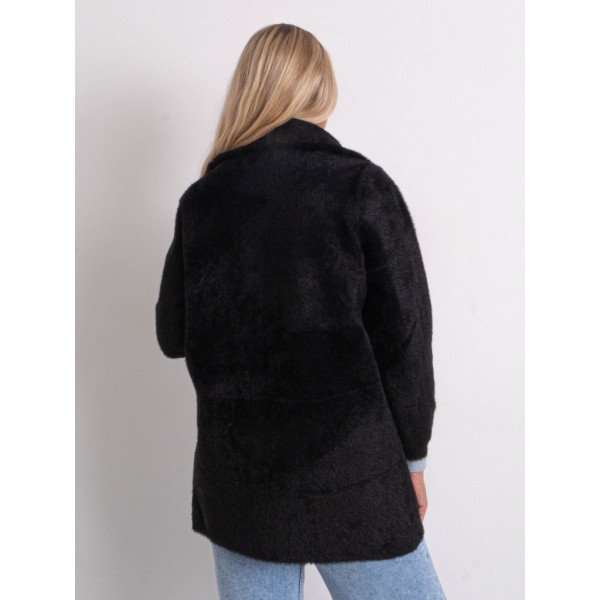 0565-1 черный женский кардиган (шерсть альпаки, на змейке, 1 ед. универсальный полубатальный размер: 48-52) Кардиган