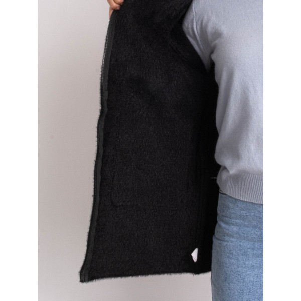 0565-1 черный женский кардиган (шерсть альпаки, на змейке, 1 ед. универсальный полубатальный размер: 48-52) Кардиган