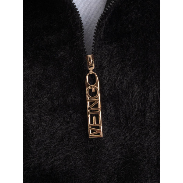 0565-1 черный женский кардиган (шерсть альпаки, на змейке, 1 ед. универсальный полубатальный размер: 48-52) Кардиган