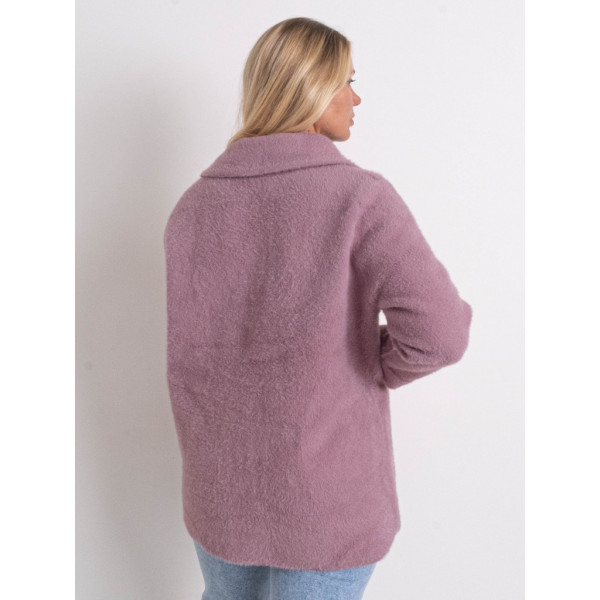 0562-23 сиреневый женский кардиган (шерсть альпаки, на пуговицах, 1 ед. универсальный полубатальный размер: 46-52) Кардиган