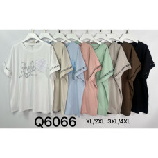 6066# микс цветов женская футболка (Kiss me, 10 ед, размеры батал: 2XL-4XL) выдача на следующий день Kiss me