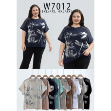 7012# микс цветов женская футболка Kiss Me (10 ед, размеры батал: 3XL-5XL) выдача на следующий день Kiss me