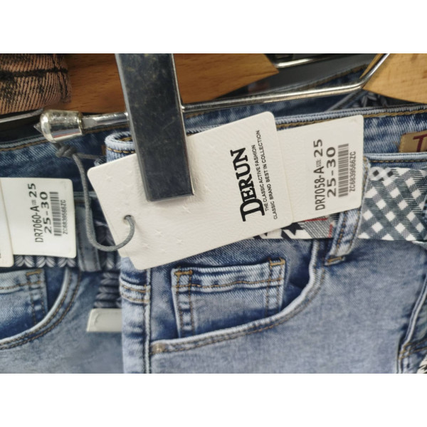 7058# голубые женские джинсовые шорты-юбка(Derun, стрейч, 6 ед, размеры норма: 25-30) выдача на следующий день Derun