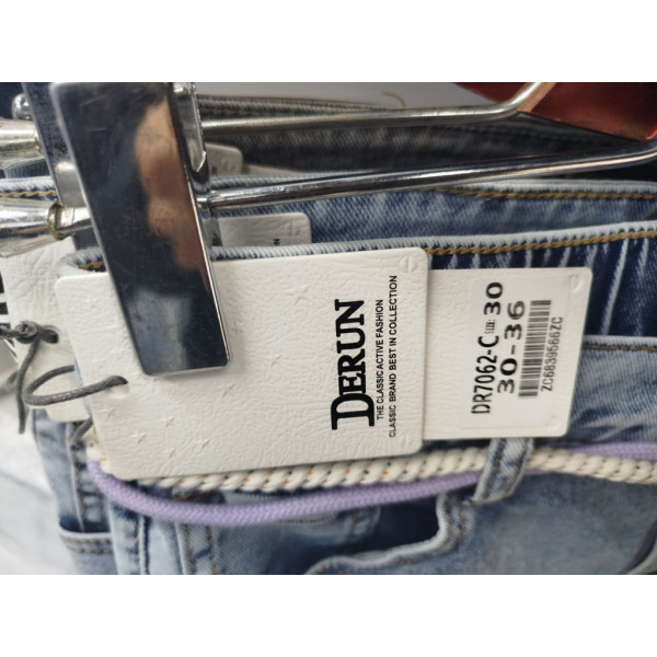 7062# голубые женские джинсовые шорты-юбка(Derun, стрейч, 6 ед, размеры батал: 30-36) выдача на следующий день Derun