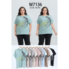 7136 # мікс кольорів жіноча футболка (Kiss Me, 10 од., розміри батал: xl-3xl) видача наступного дня Футболка