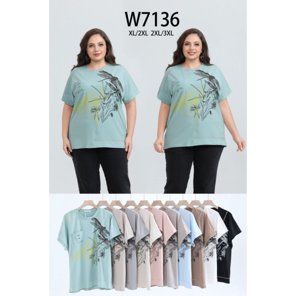 7136 # мікс кольорів жіноча футболка (Kiss Me, 10 од., розміри батал: xl-3xl) видача наступного дня Футболка