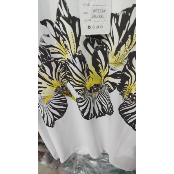 7151# микс цветов женская футболка (хлопок, 20 ед, размеры батал: 2XL/3XL универсальный) выдача на следующий день Kiss me