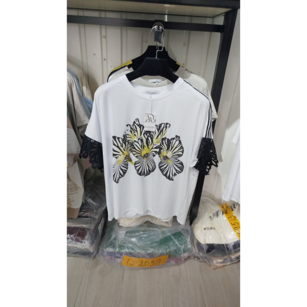 7151# микс цветов женская футболка (хлопок, 20 ед, размеры батал: 2XL/3XL универсальный) выдача на следующий день Kiss me