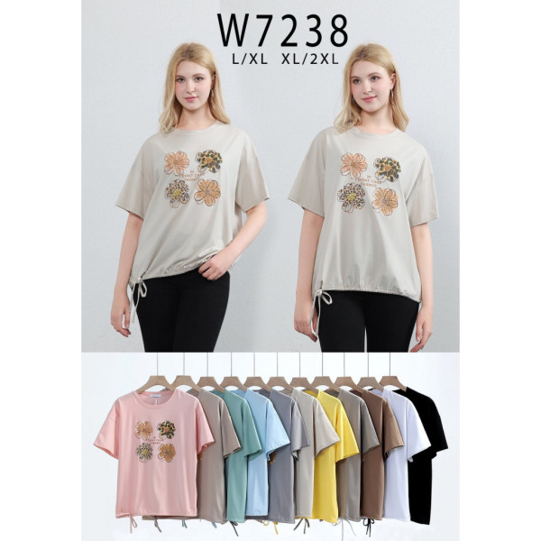 7238 # микс цветов женская футболка (10 ед, размеры полубатал: L-2XL) выдача на следующий день Kiss me