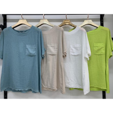 7653# выбор цвета женская футболка (лён, 4 ед, размеры батал: 3XL-6XL) выдача на следующий день Футболка