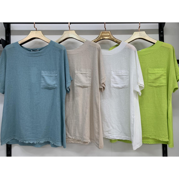 7653# выбор цвета женская футболка (лён, 4 ед, размеры батал: 3XL-6XL) выдача на следующий день Футболка