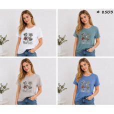 8503 # микс цветов женская футболка (трикотаж, 12 ед, размеры норма: 46 универсальный) выдача на следующий день Футболка